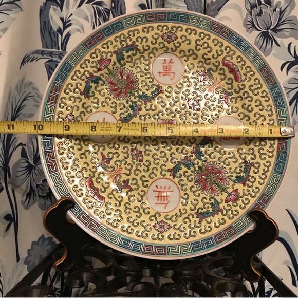 VTG 10” Jingdezhen Mun Shou Longevity Plate - Picture 6 of 7